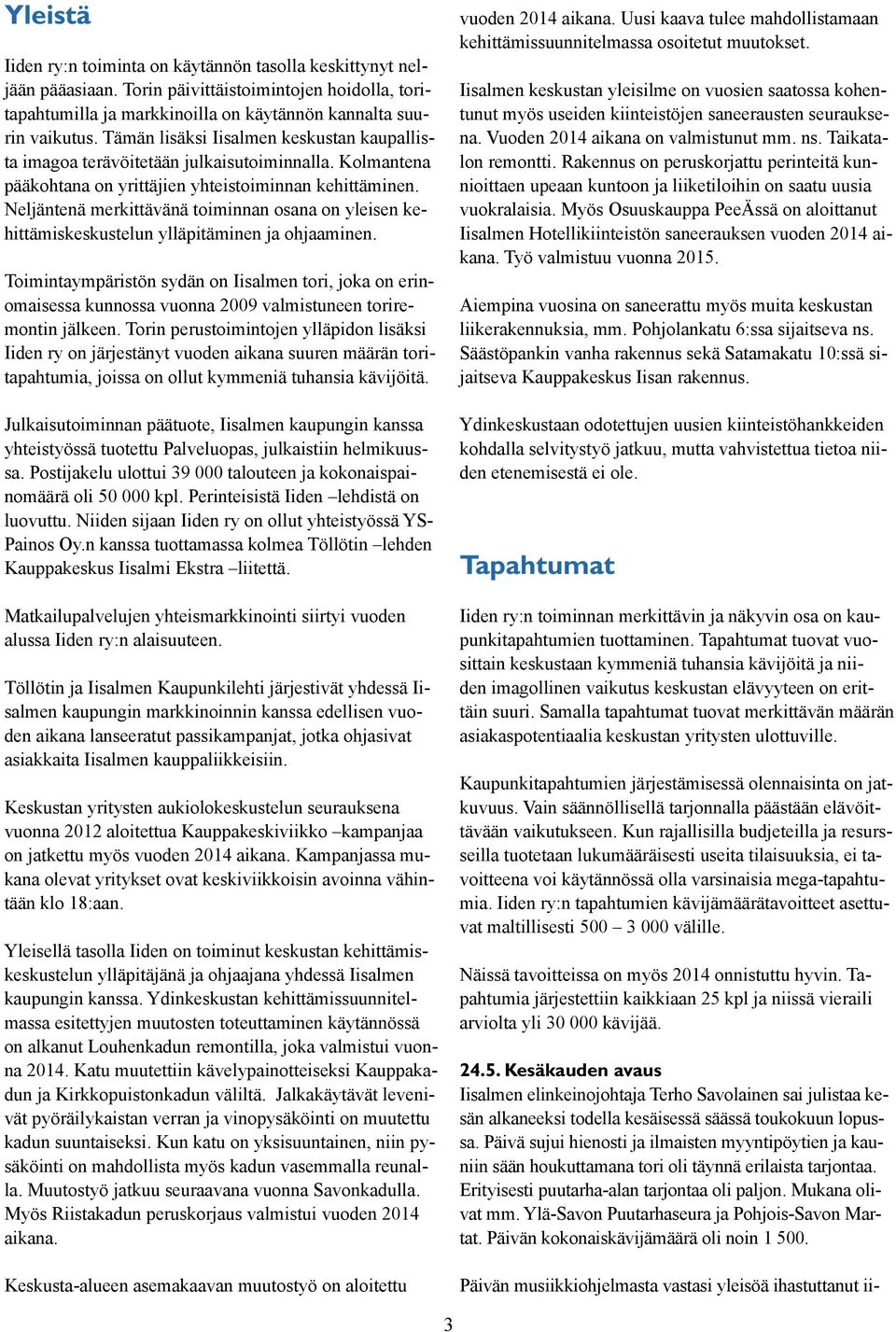 Neljäntenä merkittävänä toiminnan osana on yleisen kehittämiskeskustelun ylläpitäminen ja ohjaaminen.