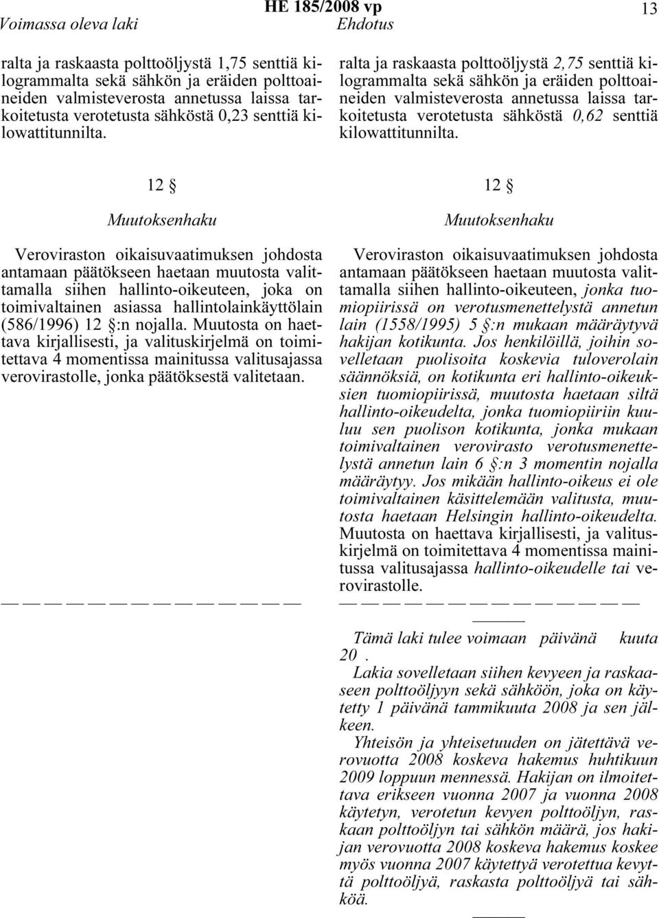 ralta ja raskaasta polttoöljystä 2,75 senttiä kilogrammalta sekä sähkön ja eräiden polttoaineiden valmisteverosta annetussa laissa tarkoitetusta verotetusta sähköstä 0,62 senttiä kilowattitunnilta.