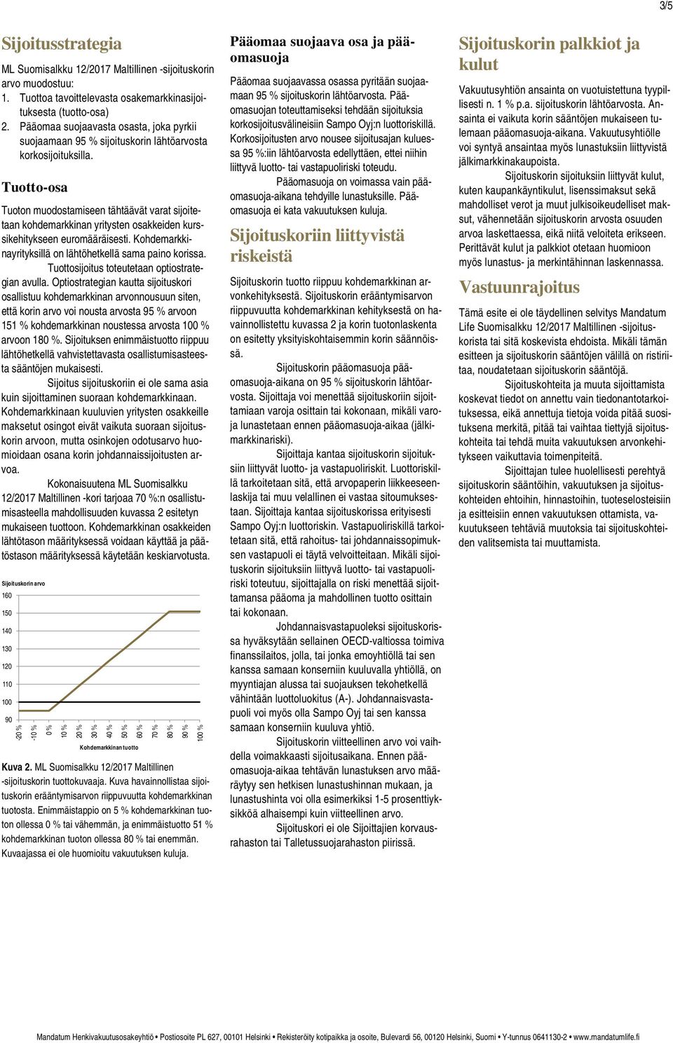 Tuotto-osa Tuoton muodostamiseen tähtäävät varat sijoitetaan kohdemarkkinan yritysten osakkeiden kurssikehitykseen euromääräisesti. Kohdemarkkinayrityksillä on lähtöhetkellä sama paino korissa.