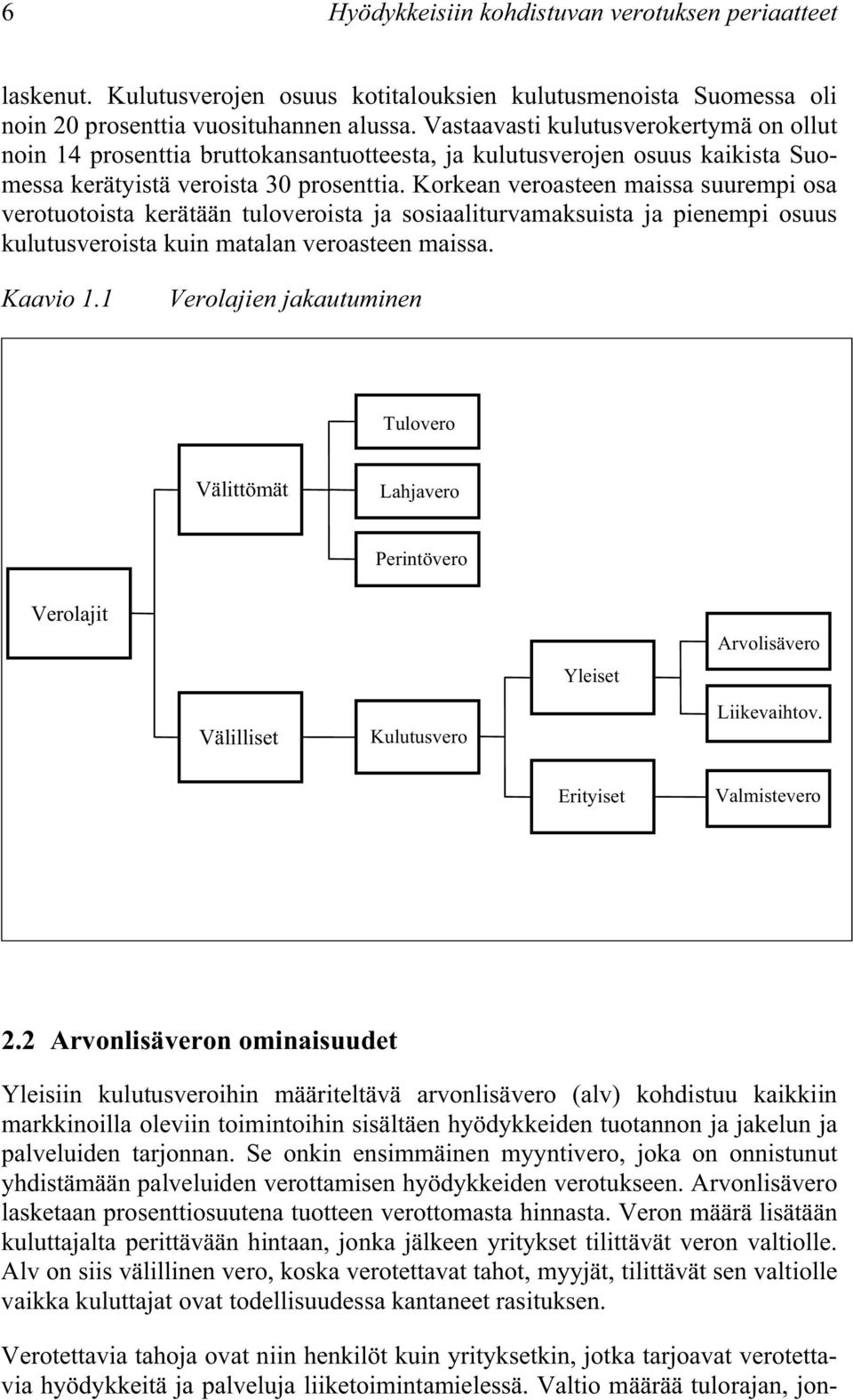 Korkean veroasteen maissa suurempi osa verotuotoista kerätään tuloveroista ja sosiaaliturvamaksuista ja pienempi osuus kulutusveroista kuin matalan veroasteen maissa. Kaavio 1.