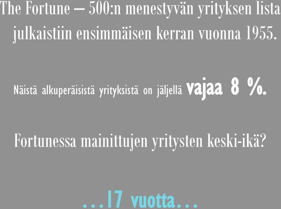 Näistä alkuperäisistä yrityksistä on jäljellä