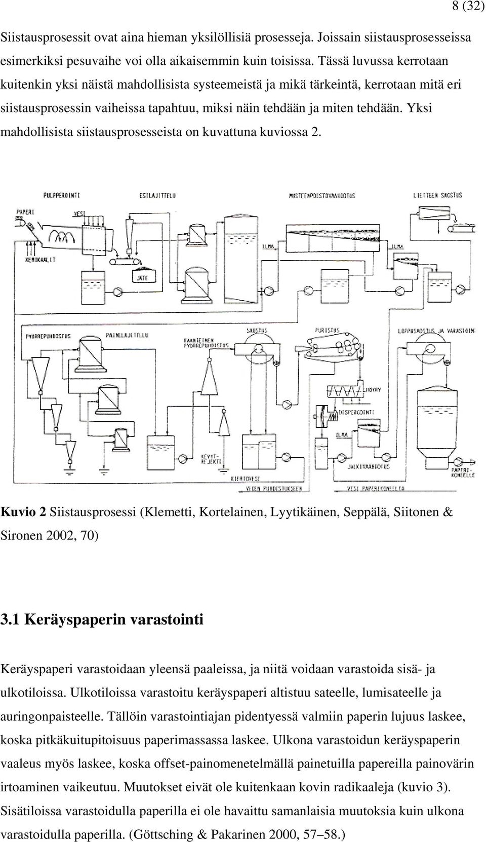 Yksi mahdollisista siistausprosesseista on kuvattuna kuviossa 2. Kuvio 2 Siistausprosessi (Klemetti, Kortelainen, Lyytikäinen, Seppälä, Siitonen & Sironen 2002, 70) 3.