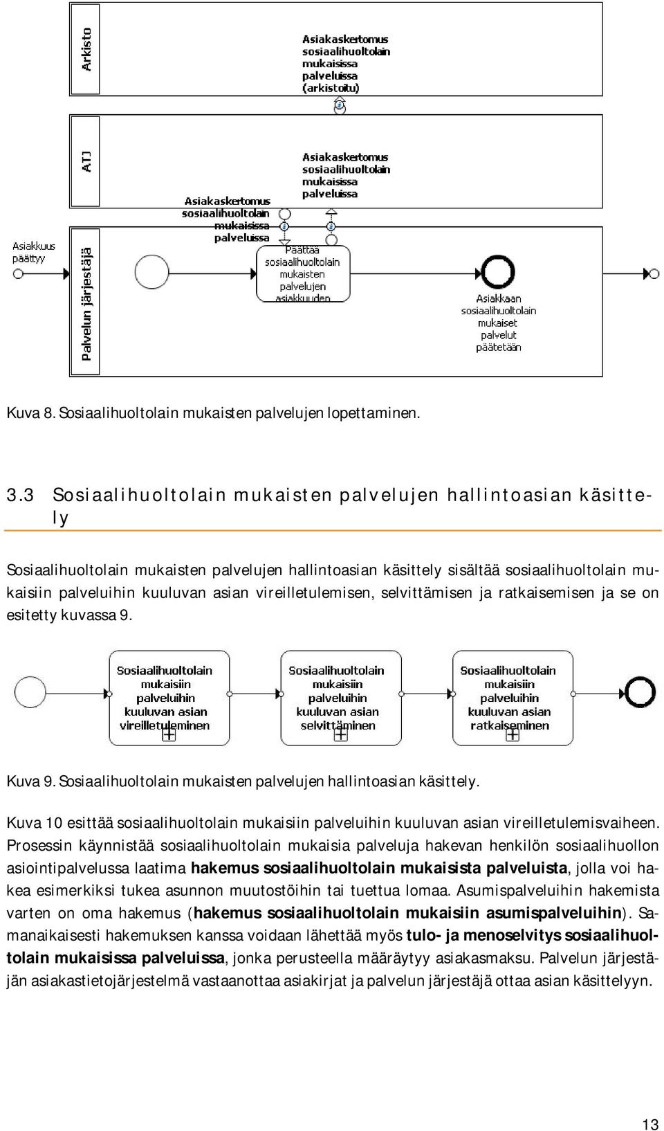 vireilletulemisen, selvittämisen ja ratkaisemisen ja se on esitetty kuvassa 9. Kuva 9. Sosiaalihuoltolain mukaisten palvelujen hallintoasian käsittely.