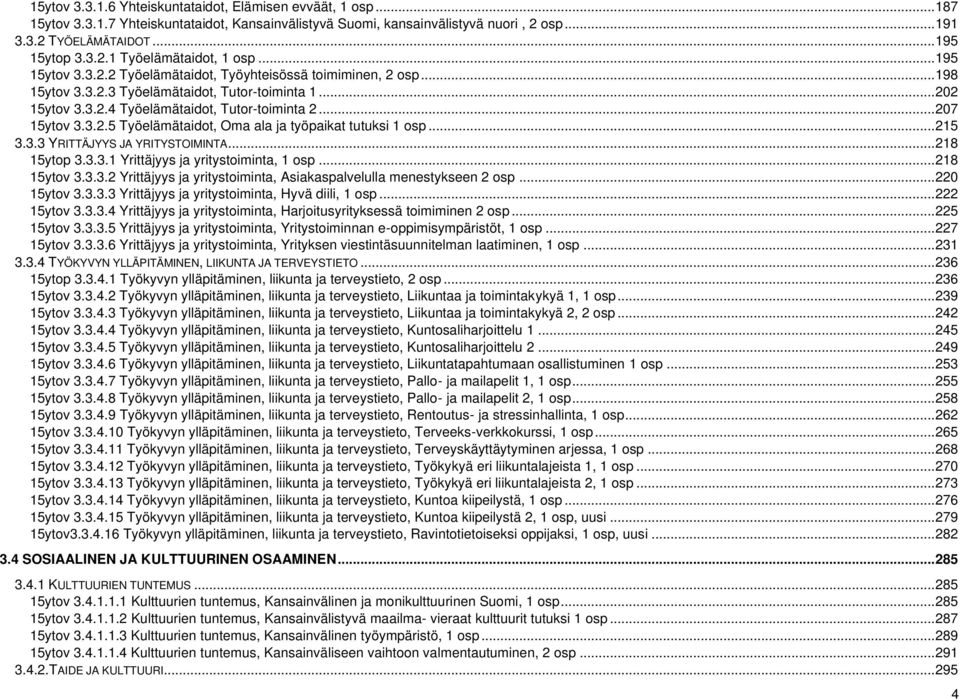 .. 215 3.3.3 YRITTÄJYYS JA YRITYSTOIMINTA... 218 15ytop 3.3.3.1 Yrittäjyys ja yritystoiminta, 1 osp... 218 15ytov 3.3.3.2 Yrittäjyys ja yritystoiminta, Asiakaspalvelulla menestykseen 2 osp.