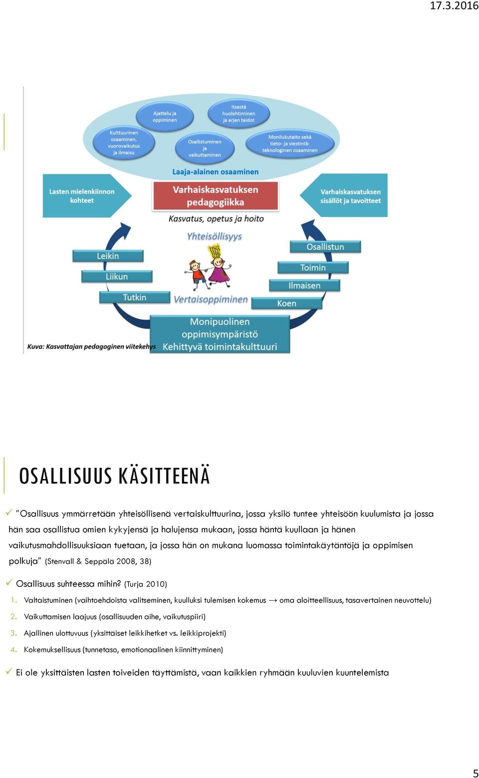 Valtaistuminen (vaihtoehdoista valitseminen, kuulluksi tulemisen kokemus oma aloitteellisuus, tasavertainen neuvottelu) 2. Vaikuttamisen laajuus (osallisuuden aihe, vaikutuspiiri) 3.