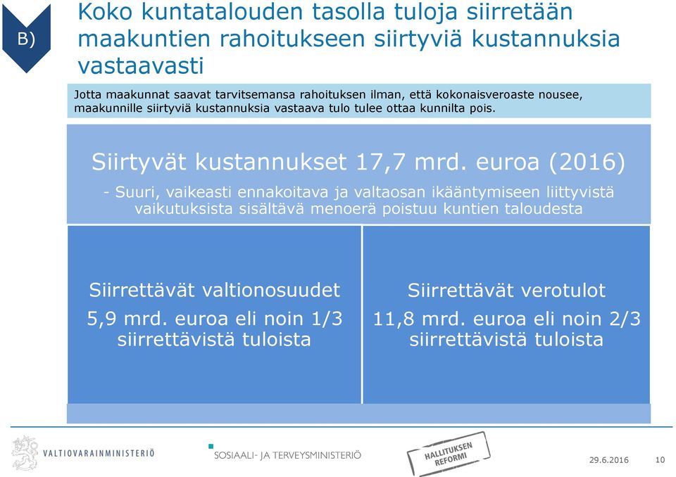 Siirtyvät kustannukset 17,7 mrd.