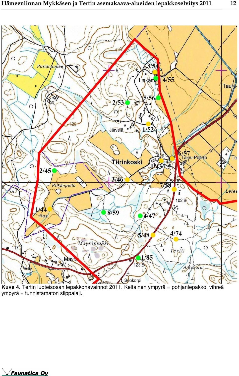 Tertin luoteisosan lepakkohavainnot 2011.