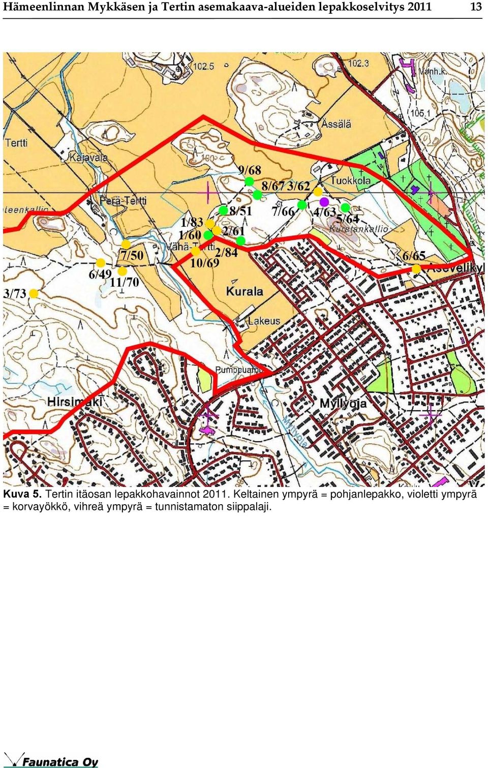 Tertin itäosan lepakkohavainnot 2011.