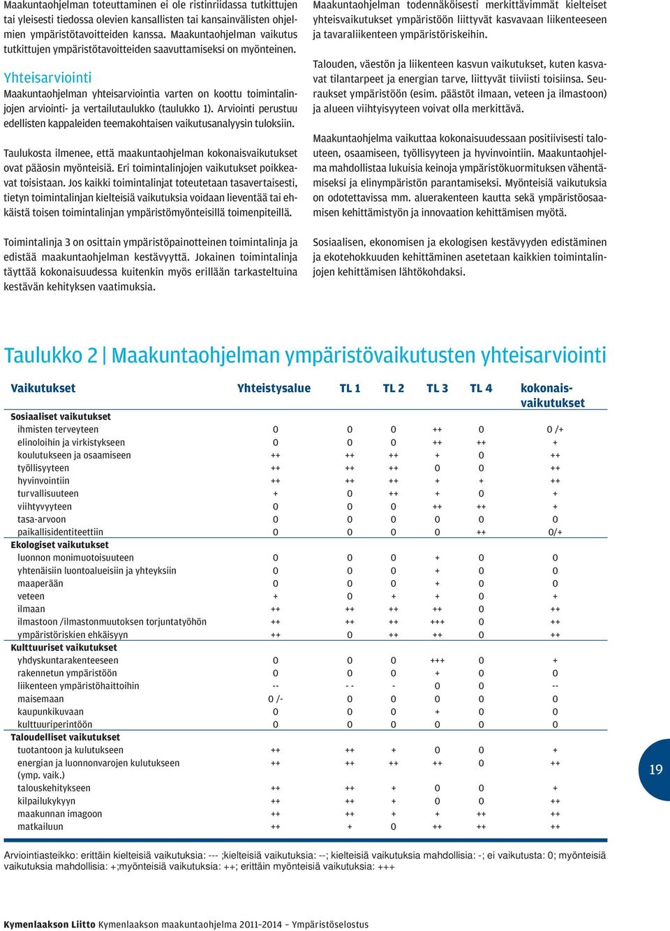 Yhteisarviointi Maakuntaohjelman yhteisarviointia varten on koottu toimintalinjojen arviointi- ja vertailutaulukko (taulukko 1).