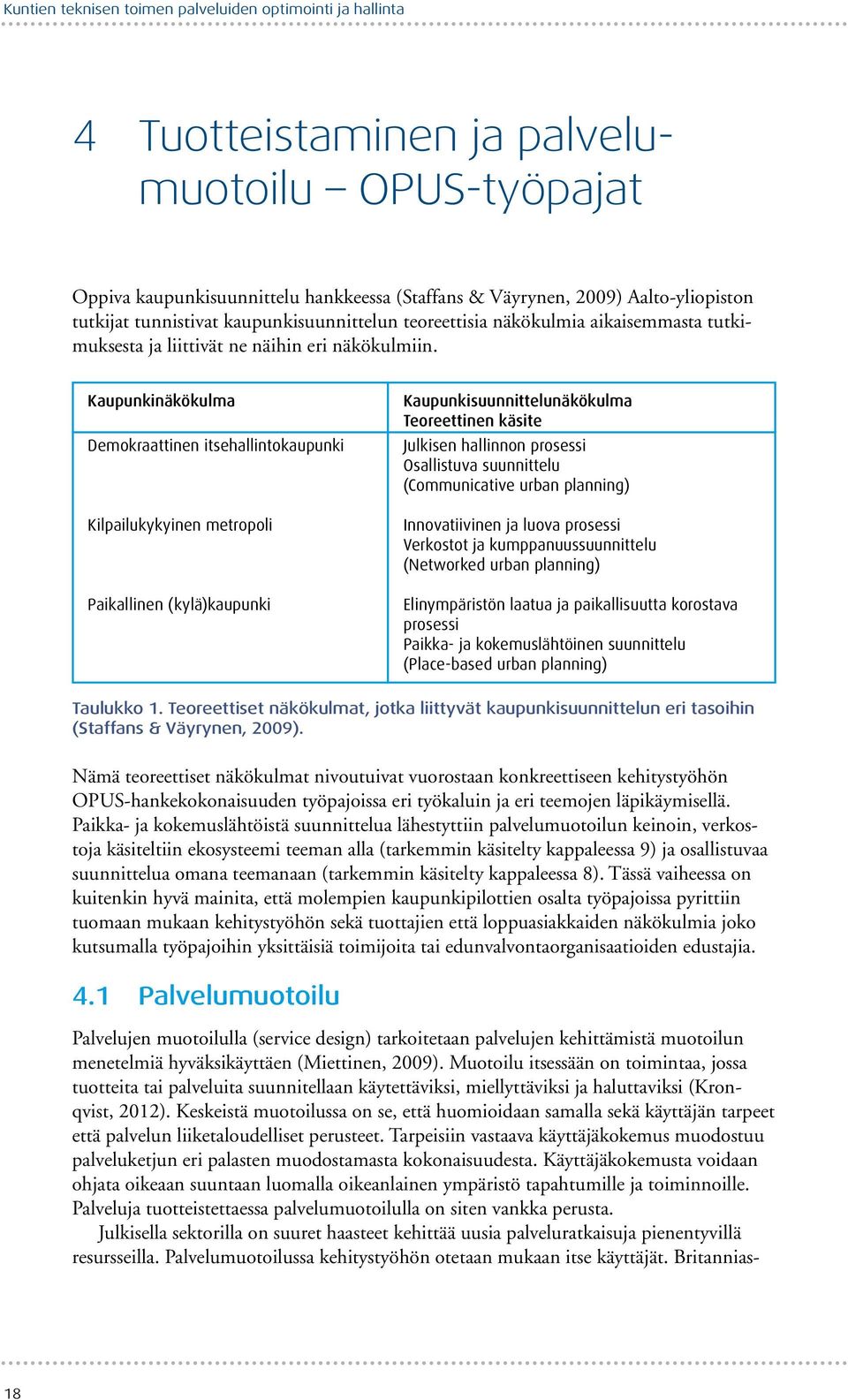 Kaupunkinäkökulma Demokraattinen itsehallintokaupunki Kilpailukykyinen metropoli Paikallinen (kylä)kaupunki Kaupunkisuunnittelunäkökulma Teoreettinen käsite Julkisen hallinnon prosessi Osallistuva