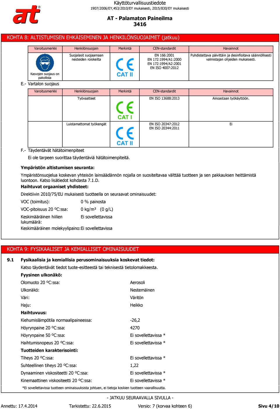 - Vartalon suojaus Varoitusmerkki Henkilönsuojain Merkintä CEN-standardit Havainnot Työvaatteet EN ISO 13688:2013 Ainoastaan työkäyttöön.
