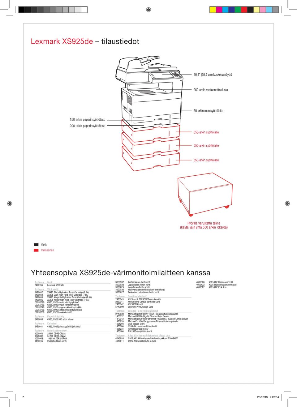 24Z0036 C925X72G C925X73G C925X74G C925X75G C925X76G 24Z0030 24Z0031 Malli Lexmark XS925de Värikasetit XS925 Black High Yield Toner Cartridge (8.5K) XS925 Cyan High Yield Toner Cartridge (7.