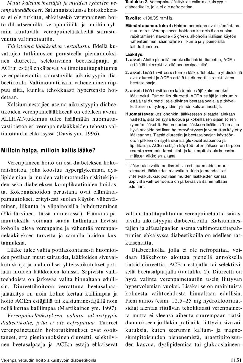 Tiivistelmä lääkkeiden vertailusta.