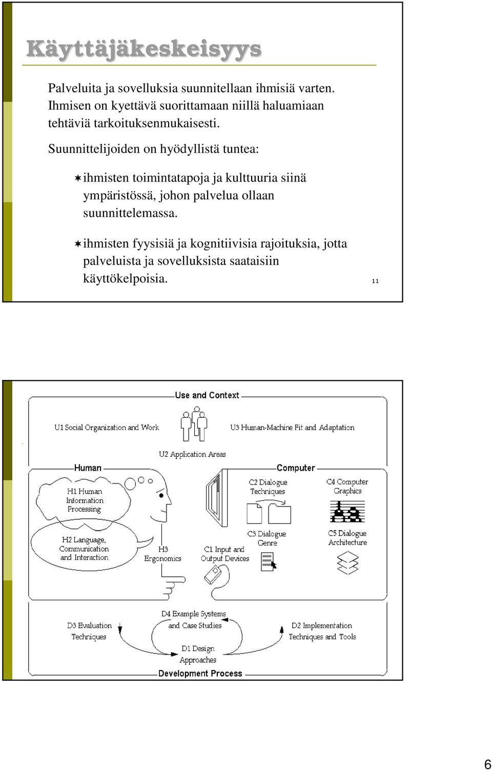 Suunnittelijoiden on hyödyllistä tuntea: ihmisten toimintatapoja ja kulttuuria siinä ympäristössä,