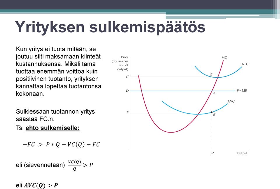 Mikäli tämä tuottaa enemmän voittoa kuin positiivinen tuotanto, yrityksen kannattaa