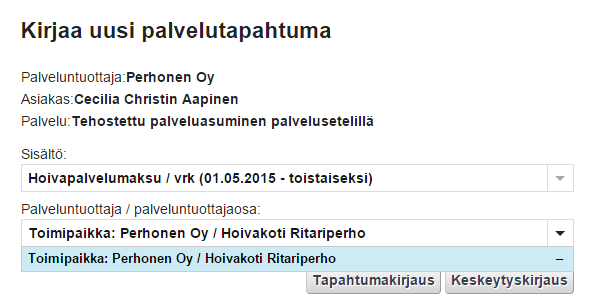 4. Palveluvaraukset Asiakkaan ostovoimiin kohdistetut voimassaolevat palveluvaraukset 5. Tapahtumat Asiakkaan ostovoimille kirjatut tapahtumat 6. Omavastuuerittely Asiakkaan omavastuuerittely 4.