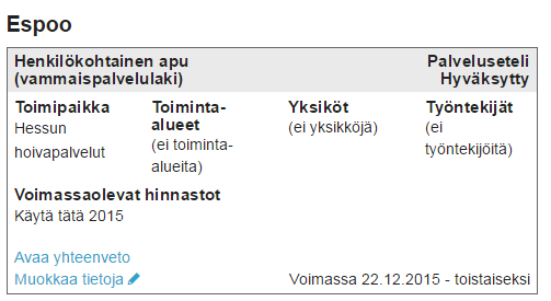 3.3 Hinnaston lisääminen ja päivittäminen Hinnaston päivittäminen hyväksyttyyn palveluun tapahtuu Palvelut-sivun kautta.