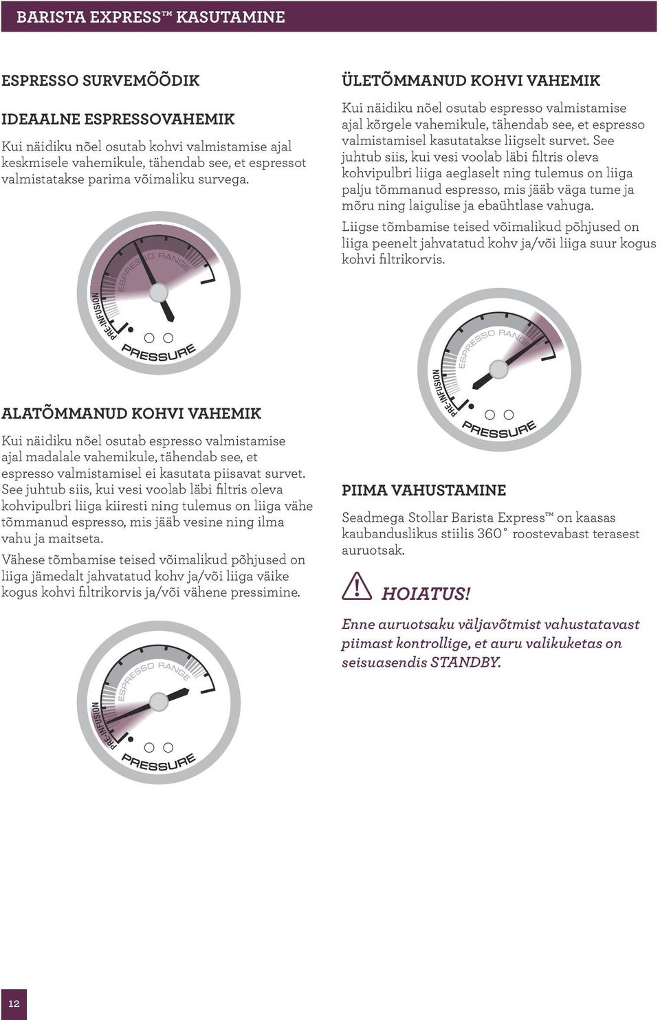 See juhtub siis, kui vesi voolab läbi filtris oleva kohvipulbri liiga aeglaselt ning tulemus on liiga palju tõmmanud espresso, mis jääb väga tume ja mõru ning laigulise ja ebaühtlase vahuga.