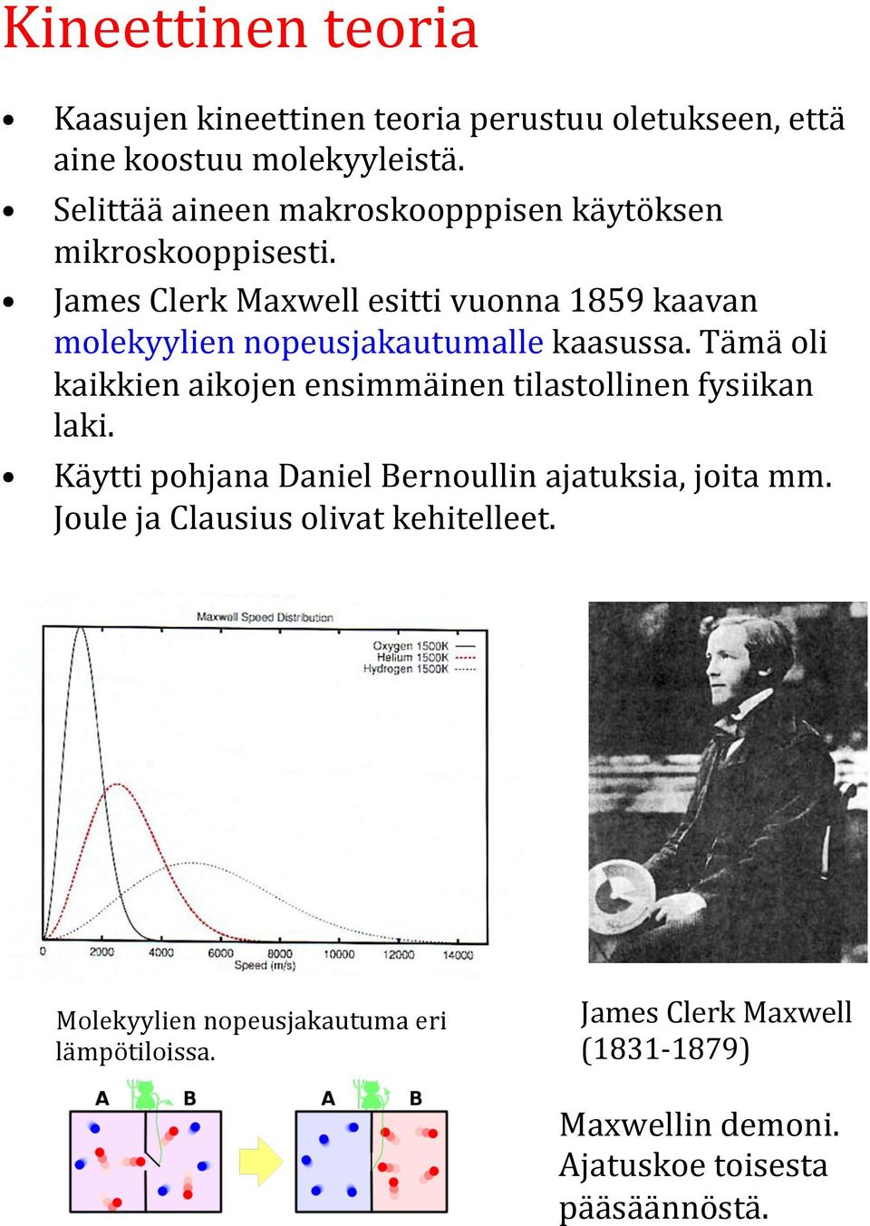 James Clerk Maxwell esitti vuonna 1859 kaavan molekyylien nopeusjakautumalle kaasussa.