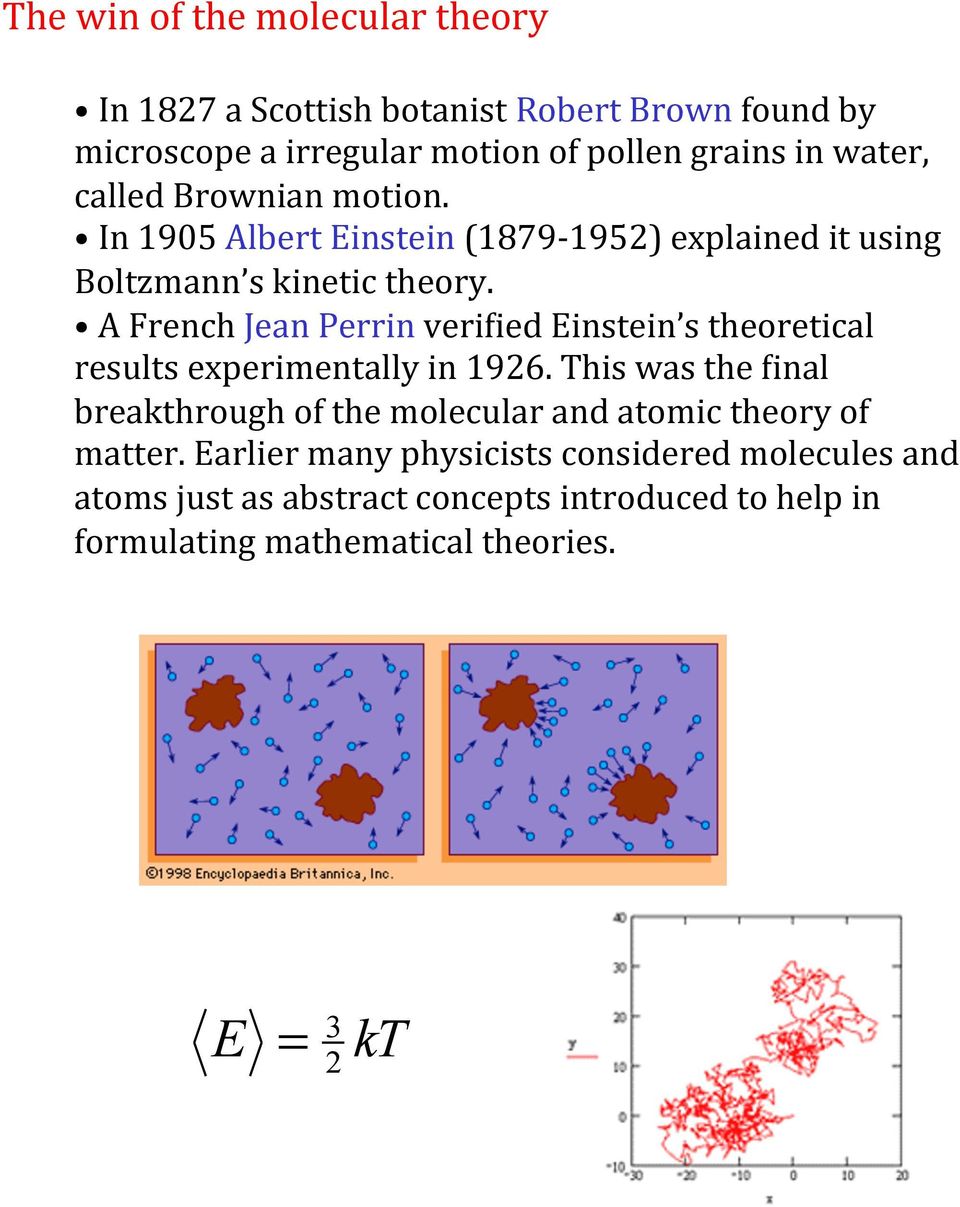 A French Jean Perrin verimied Einstein s theoretical results experimentally in 1926.