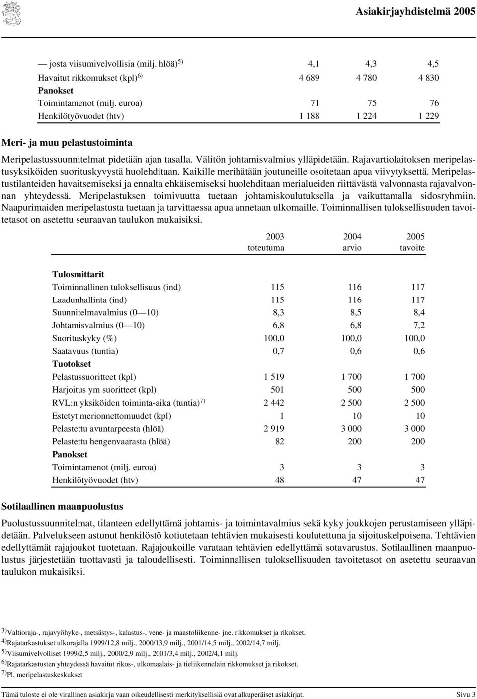 Rajavartiolaitoksen meripelastusyksiköiden suorituskyvystä huolehditaan. Kaikille merihätään joutuneille osoitetaan apua viivytyksettä.