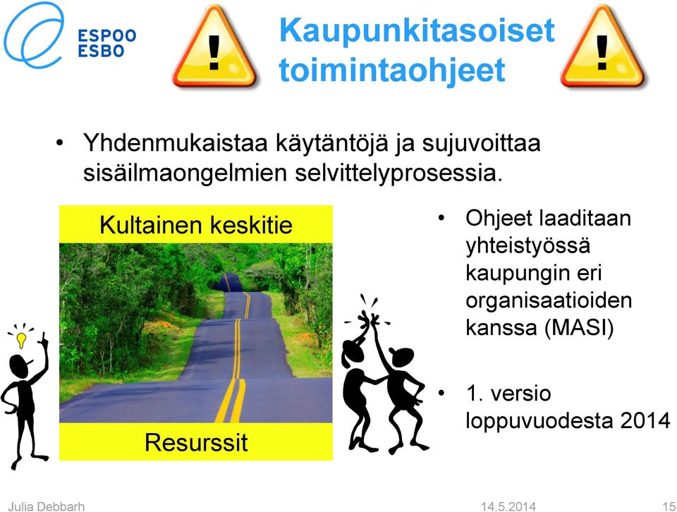 Kultainen keskitie Ohjeet laaditaan yhteistyössä kaupungin eri