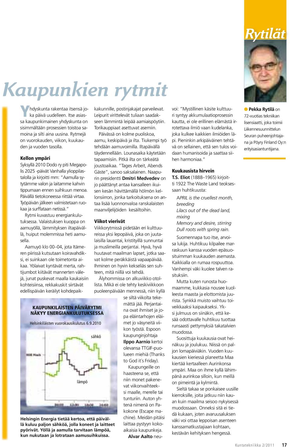 2010 lämpö Kellon ympäri Syksyllä 2010 Dodo ry piti Megapolis 2025 -päivät Vanhalla ylioppilastalolla ja kirjoitti mm: Aamulla sytytämme valon ja laitamme kahvin tippumaan ennen suihkuun menoa.