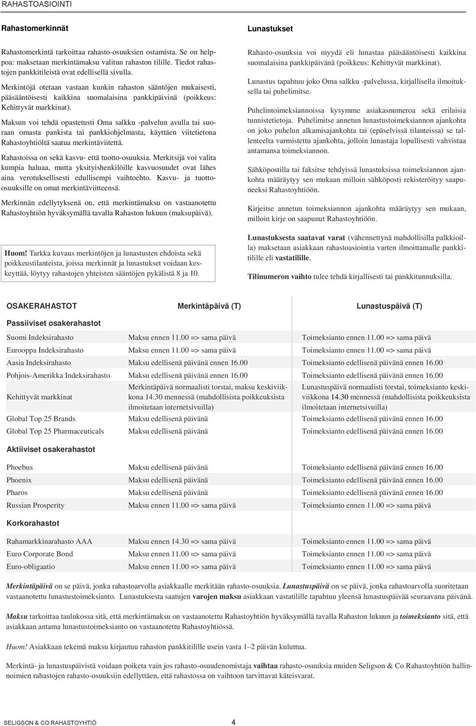 Lunastus tapahtuu joko Oma salkku -palvelussa, kirjallisella ilmoituksella tai puhelimitse.