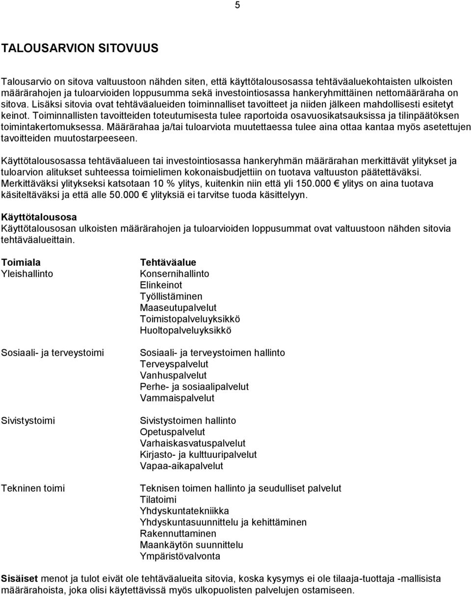 Toiminnallisten tavoitteiden toteutumisesta tulee raportoida osavuosikatsauksissa ja tilinpäätöksen toimintakertomuksessa.