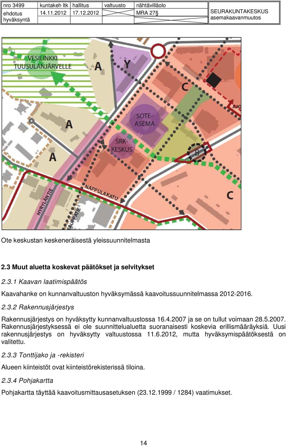 Uusi rakennusjärjestys on hyväksytty valtuustossa 11.6.2012, mutta hyväksymispäätöksestä on valitettu. 2.3.