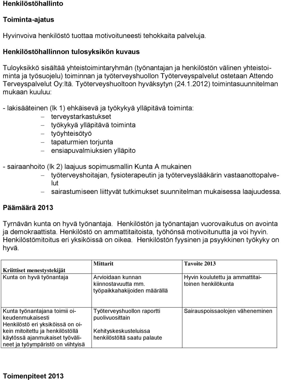 ostetaan Attendo Terveyspalvelut Oy:ltä. Työterveyshuoltoon hyväksytyn (24.1.