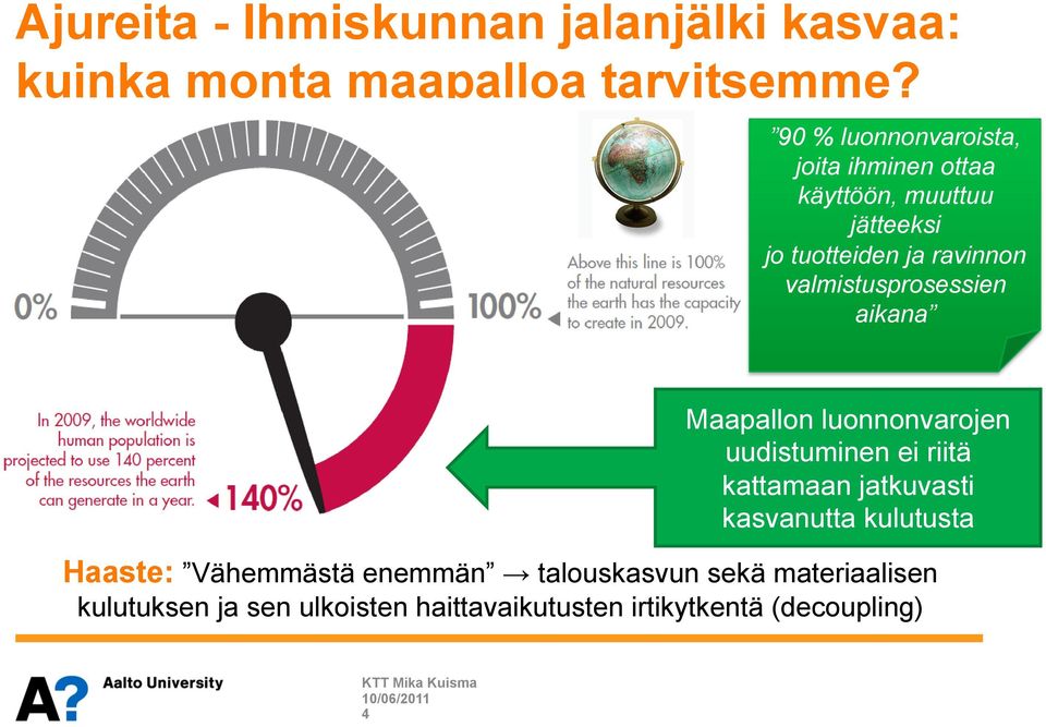 valmistusprosessien aikana Maapallon luonnonvarojen uudistuminen ei riitä kattamaan jatkuvasti kasvanutta