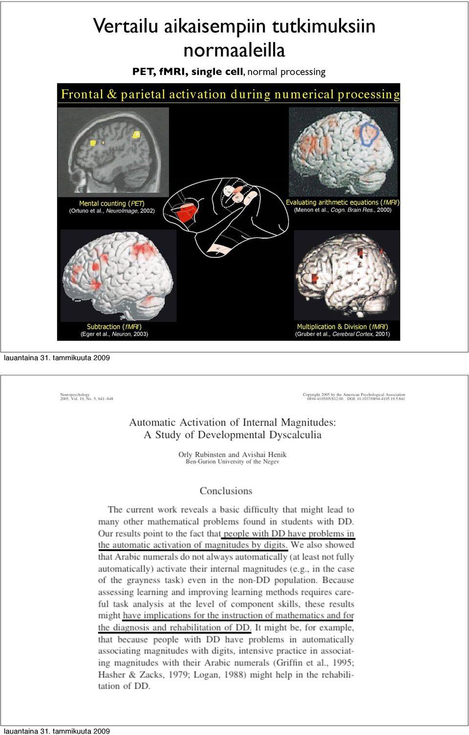 , NeuroImage, 2002) Evaluating arithmetic equations (fmri) (Menon et al., Cogn. Brain Res.