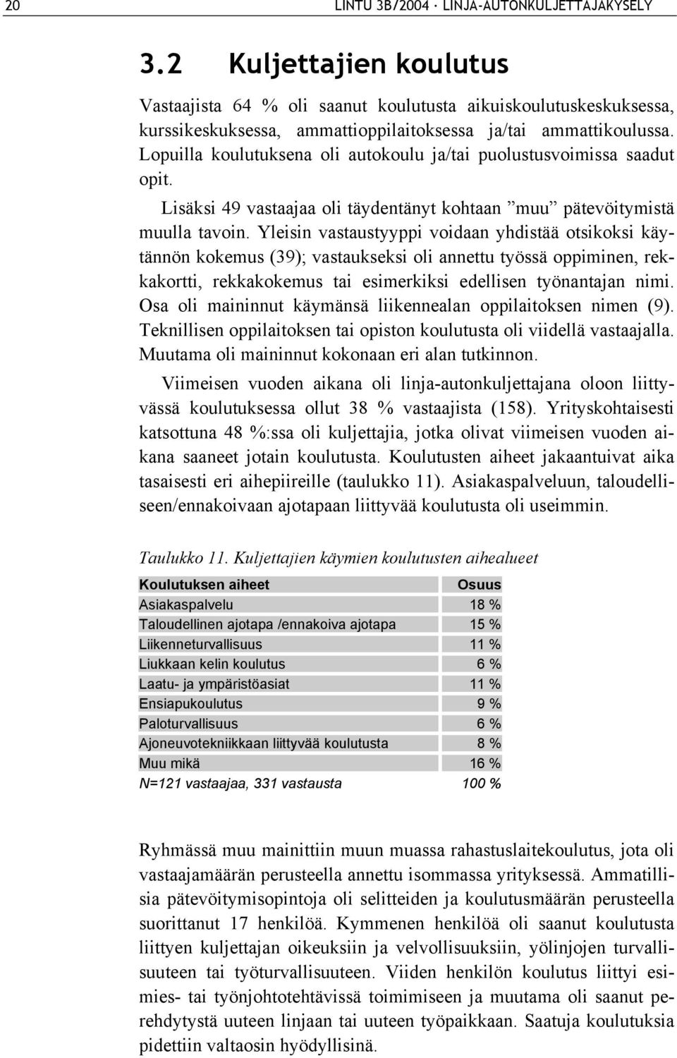 Lopuilla koulutuksena oli autokoulu ja/tai puolustusvoimissa saadut opit. Lisäksi 49 vastaajaa oli täydentänyt kohtaan muu pätevöitymistä muulla tavoin.