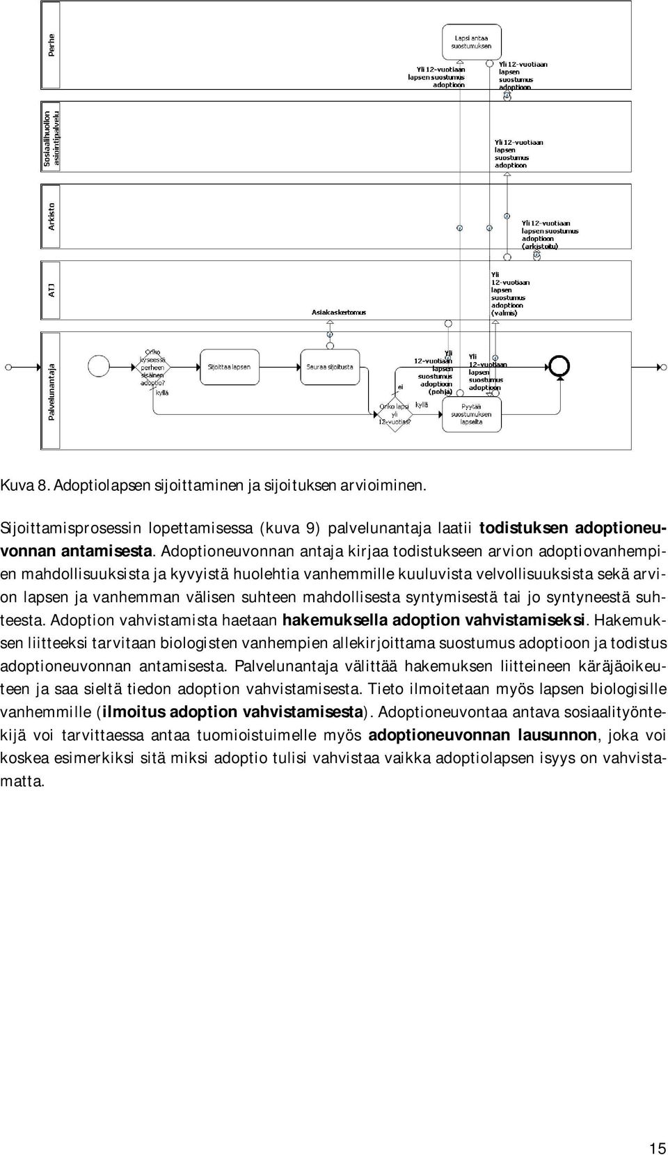 mahdollisesta syntymisestä tai jo syntyneestä suhteesta. Adoption vahvistamista haetaan hakemuksella adoption vahvistamiseksi.