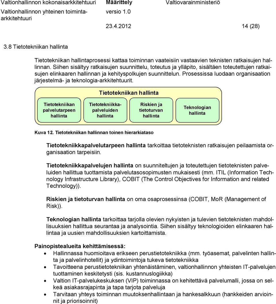 Prosessissa luodaan organisaation järjestelmä- ja teknologia-arkkitehtuurit.