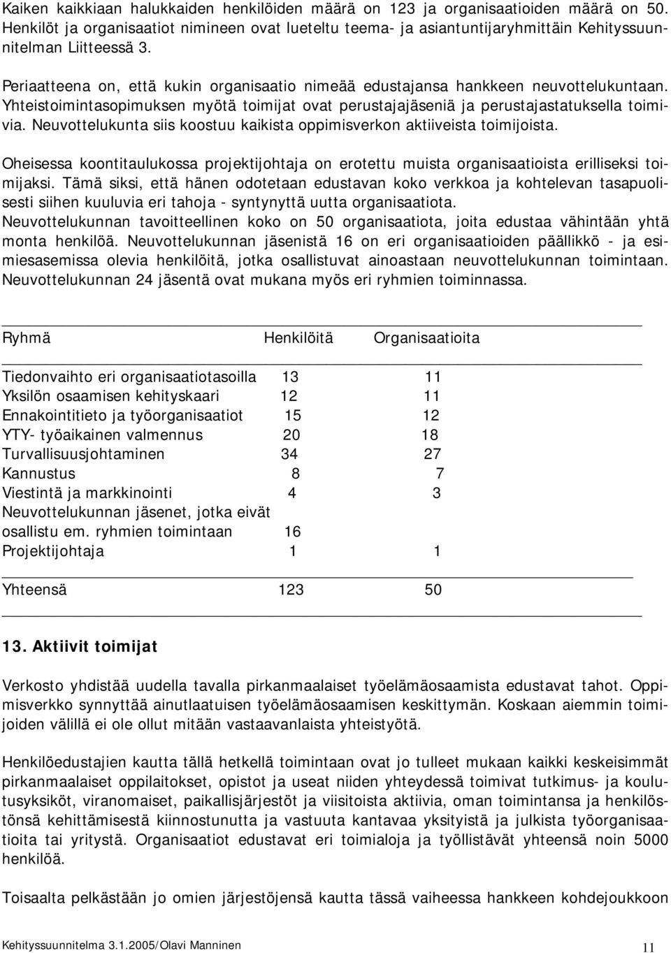 Periaatteena on, että kukin organisaatio nimeää edustajansa hankkeen neuvottelukuntaan. Yhteistoimintasopimuksen myötä toimijat ovat perustajajäseniä ja perustajastatuksella toimivia.