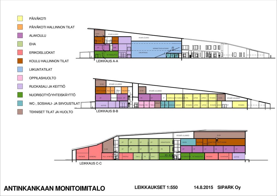 H SOS N/PK SIIVOUSK KÄDENT KÄDENT TEKNIS TILAT JA HUOLTO LEIKKAUS B-B KIRJASTO/ATK SOS/N REHTORI HENKK.TYÖT OPT.