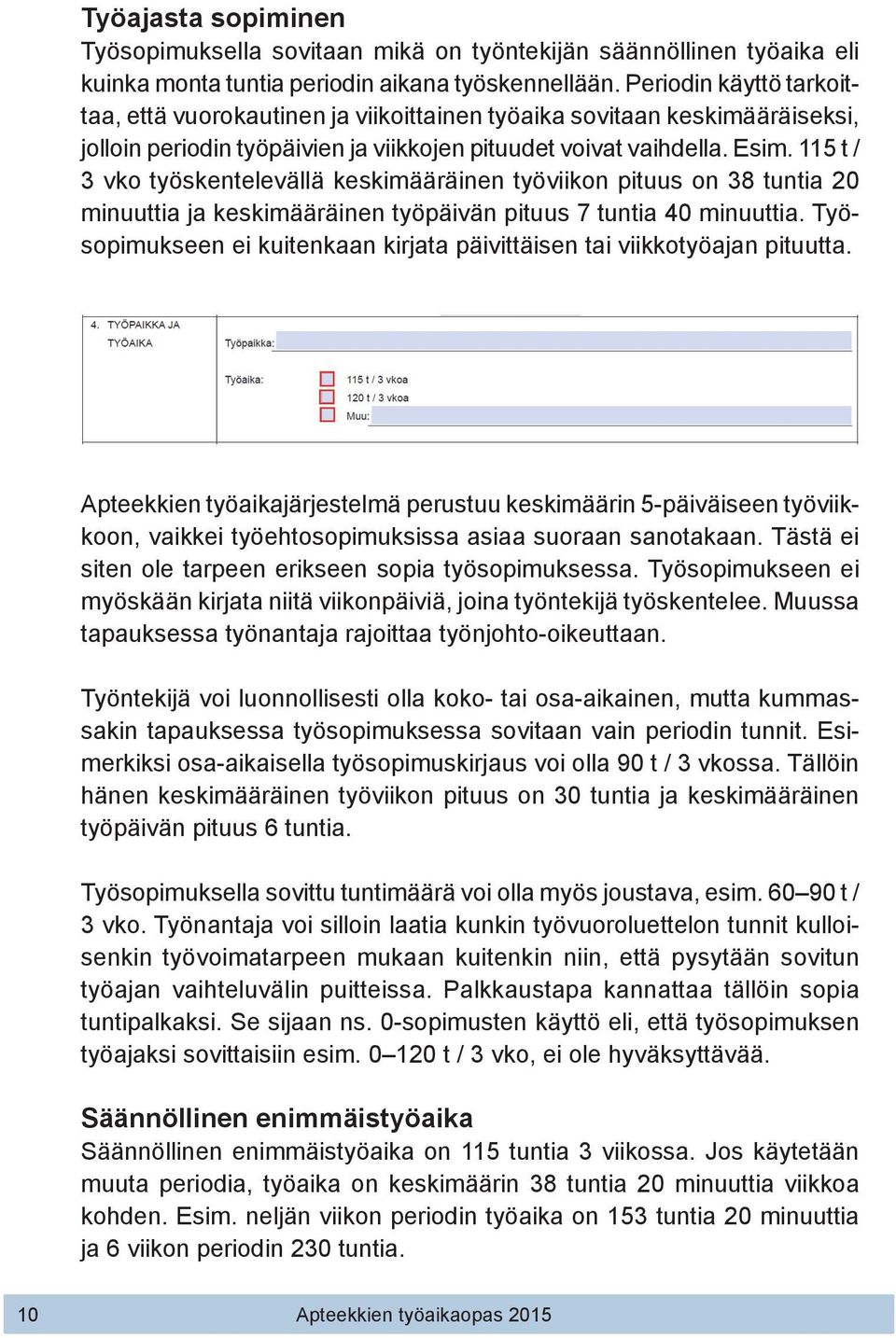 115 t / 3 vko työskentelevällä keskimääräinen työviikon pituus on 38 tuntia 20 minuuttia ja keskimääräinen työpäivän pituus 7 tuntia 40 minuuttia.