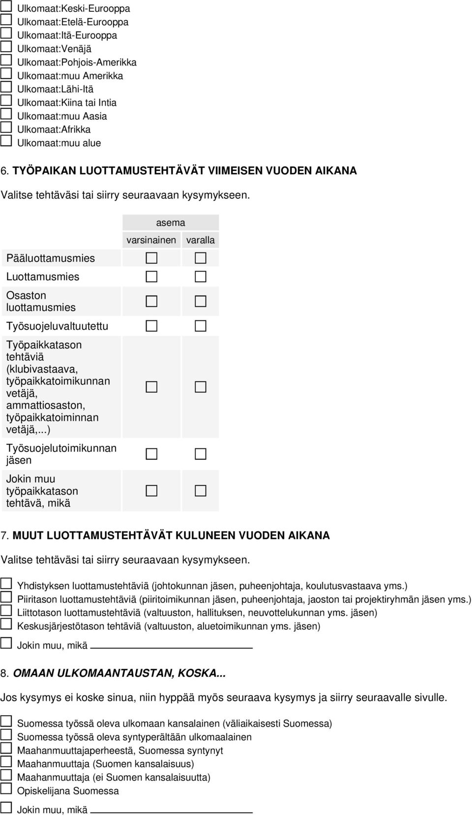 Pääluottamusmies Luottamusmies Osaston luottamusmies Työsuojeluvaltuutettu Työpaikkatason tehtäviä (klubivastaava, työpaikkatoimikunnan vetäjä, ammattiosaston, työpaikkatoiminnan vetäjä,.