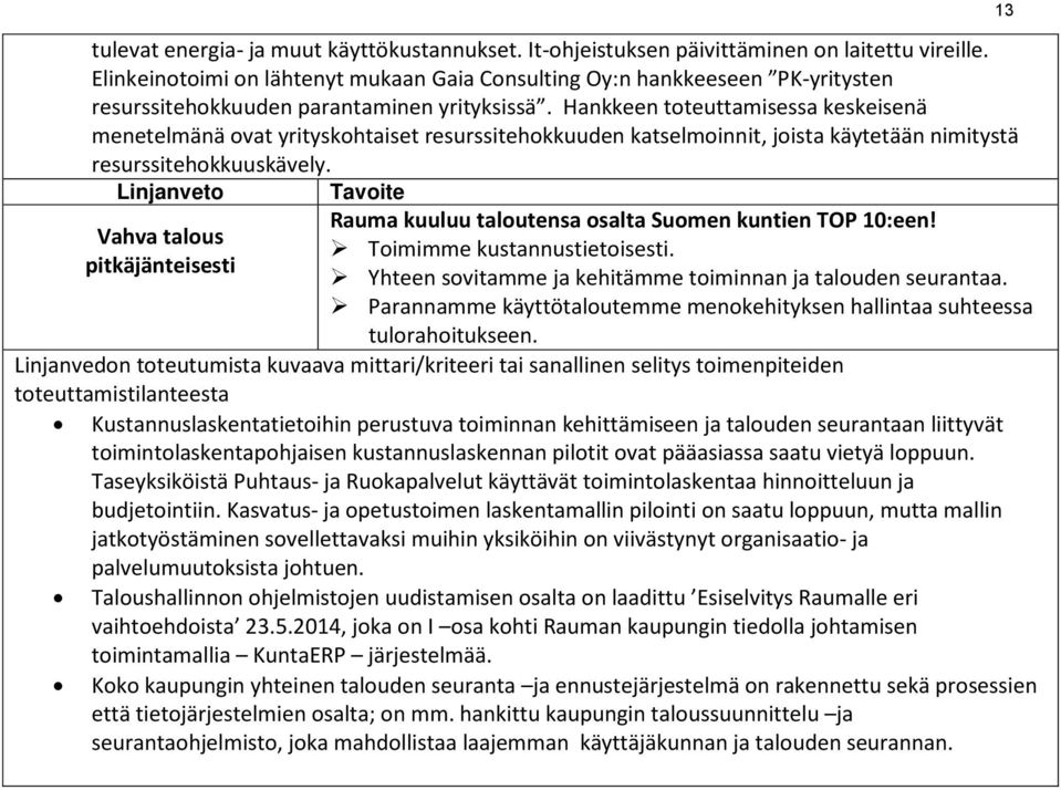 Hankkeen toteuttamisessa keskeisenä menetelmänä ovat yrityskohtaiset resurssitehokkuuden katselmoinnit, joista käytetään nimitystä resurssitehokkuuskävely.