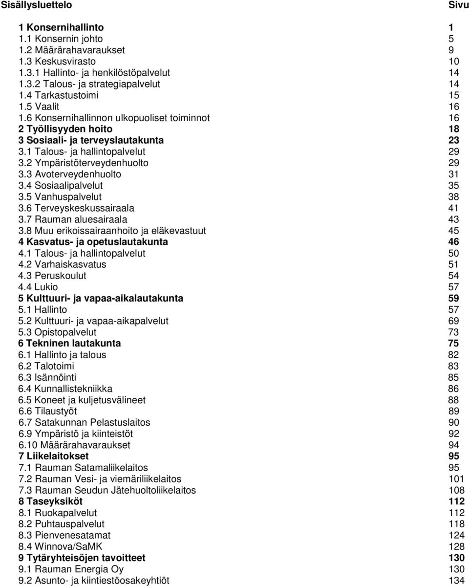 2 Ympäristöterveydenhuolto 29 3.3 Avoterveydenhuolto 31 3.4 Sosiaalipalvelut 35 3.5 Vanhuspalvelut 38 3.6 Terveyskeskussairaala 41 3.7 Rauman aluesairaala 43 3.