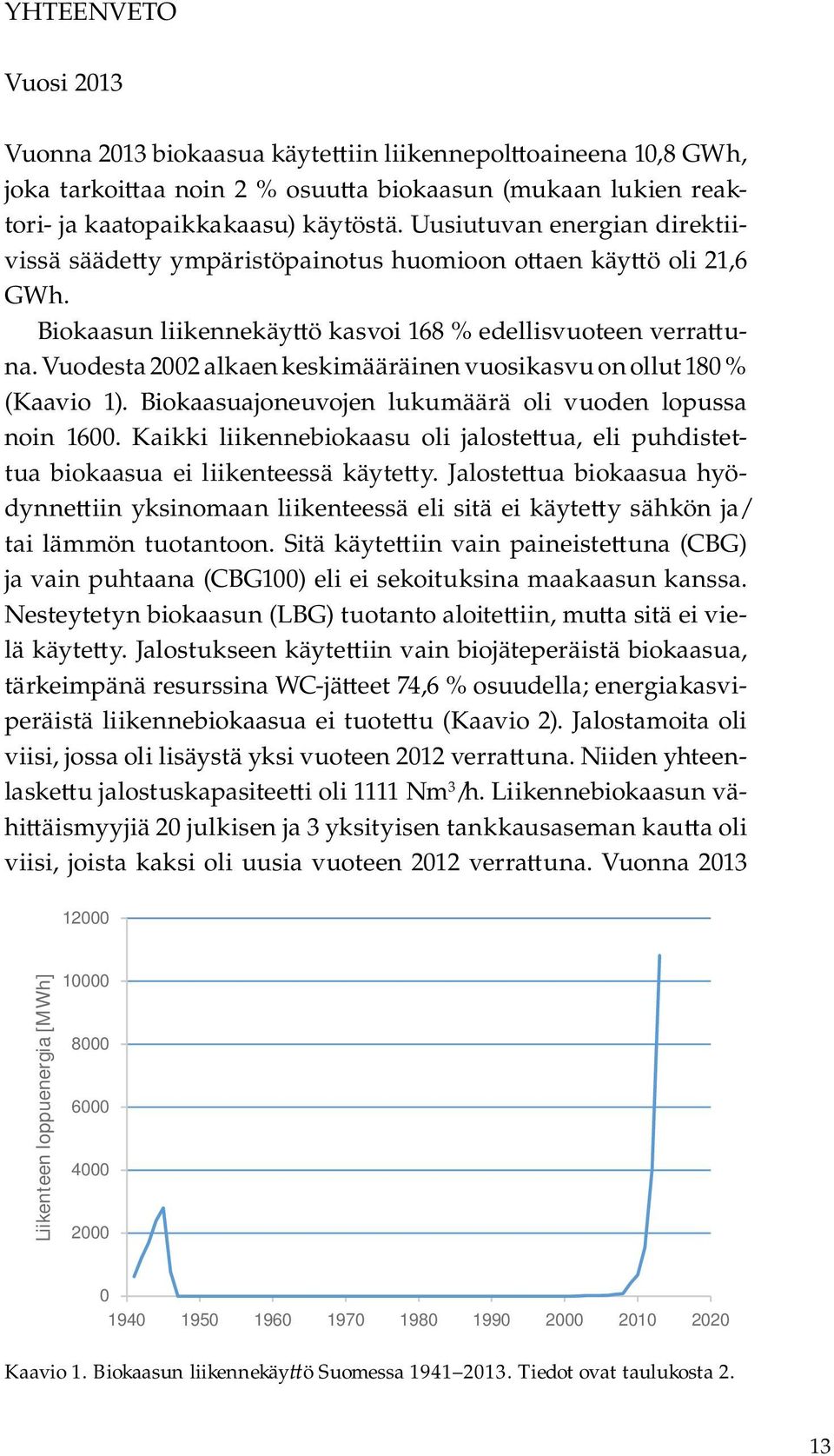 Vuodesta 2002 alkaen keskimääräinen vuosikasvu on ollut 180 % (Kaavio 1). Biokaasuajoneuvojen lukumäärä oli vuoden lopussa noin 1600.