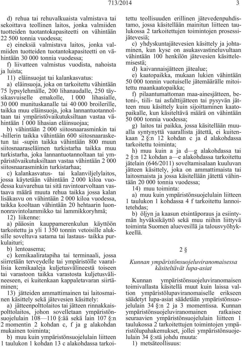 tarkoitettu vähintään 75 lypsylehmälle, 200 lihanaudalle, 250 täysikasvuiselle emakolle, 1 000 lihasialle, 30 000 munituskanalle tai 40 000 broilerille, taikka muu eläinsuoja, joka