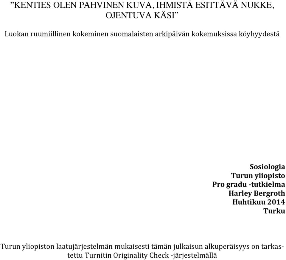 gradu - tutkielma Harley Bergroth Huhtikuu 2014 Turku Turun yliopiston laatujärjestelmän