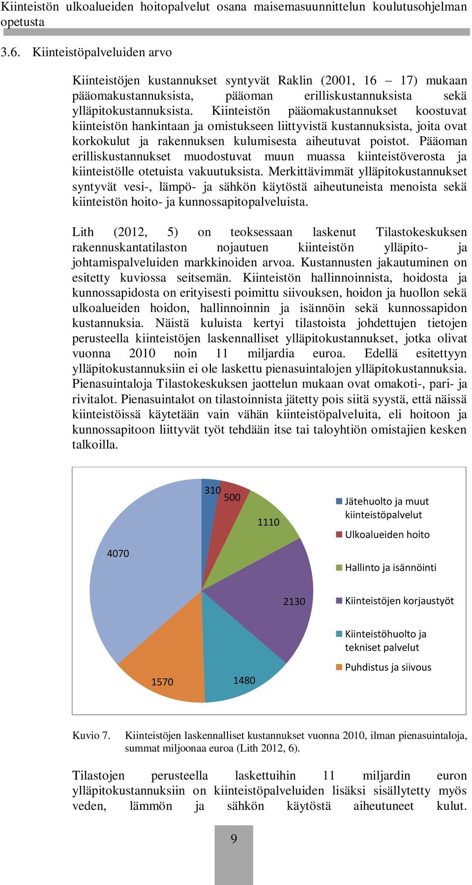 Pääoman erilliskustannukset muodostuvat muun muassa kiinteistöverosta ja kiinteistölle otetuista vakuutuksista.