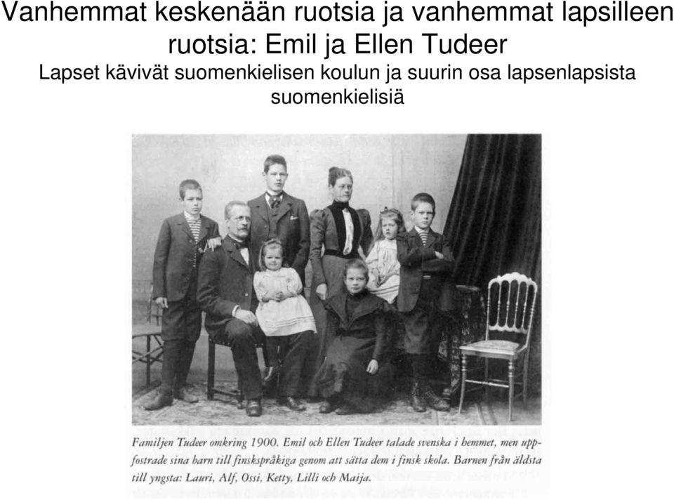 Lapset kävivät suomenkielisen koulun ja