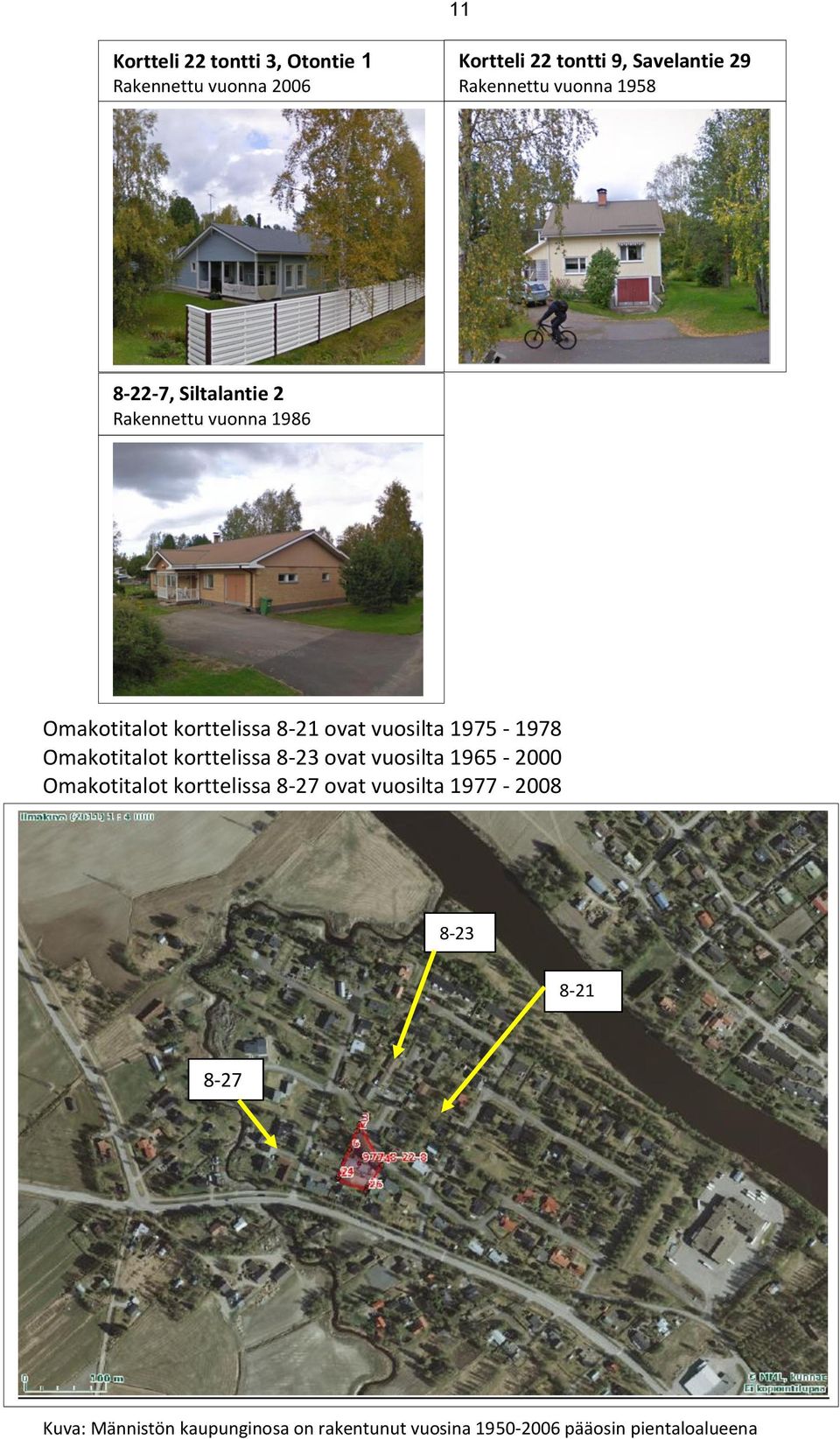 1975-1978 Omakotitalot korttelissa 8-23 ovat vuosilta 1965-2000 Omakotitalot korttelissa 8-27 ovat
