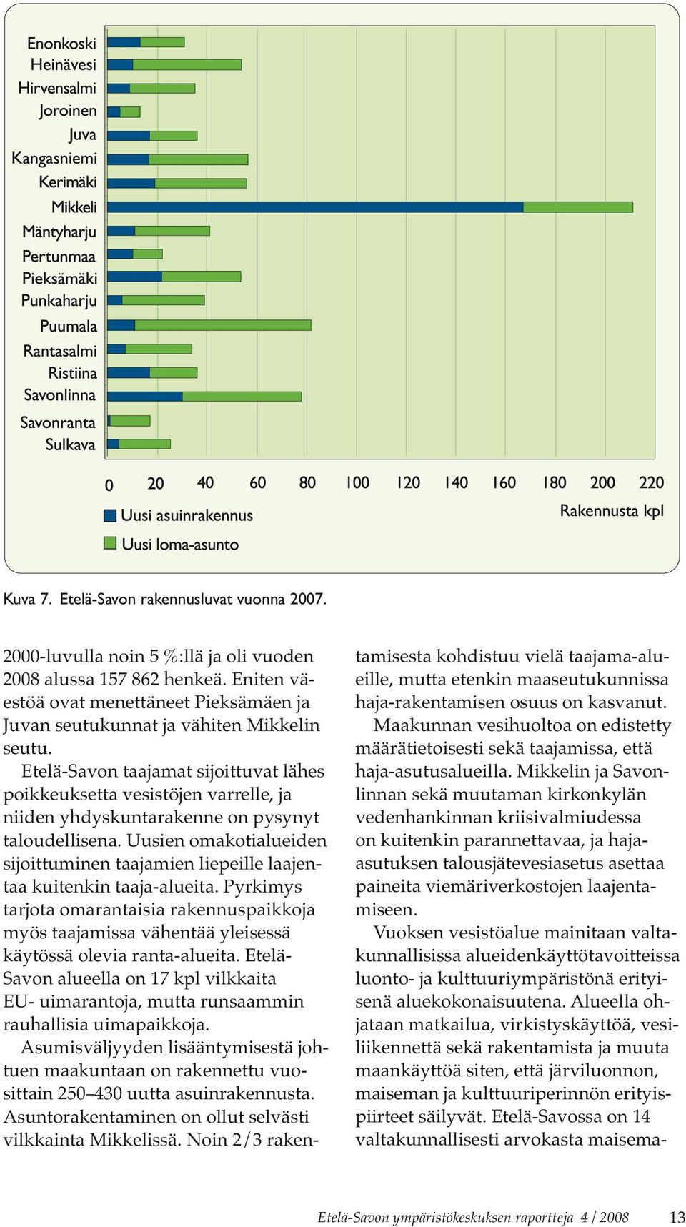 Etelä-Savon taajamat sijoittuvat lähes poikkeuksetta vesistöjen varrelle, ja niiden yhdyskuntarakenne on pysynyt taloudellisena.