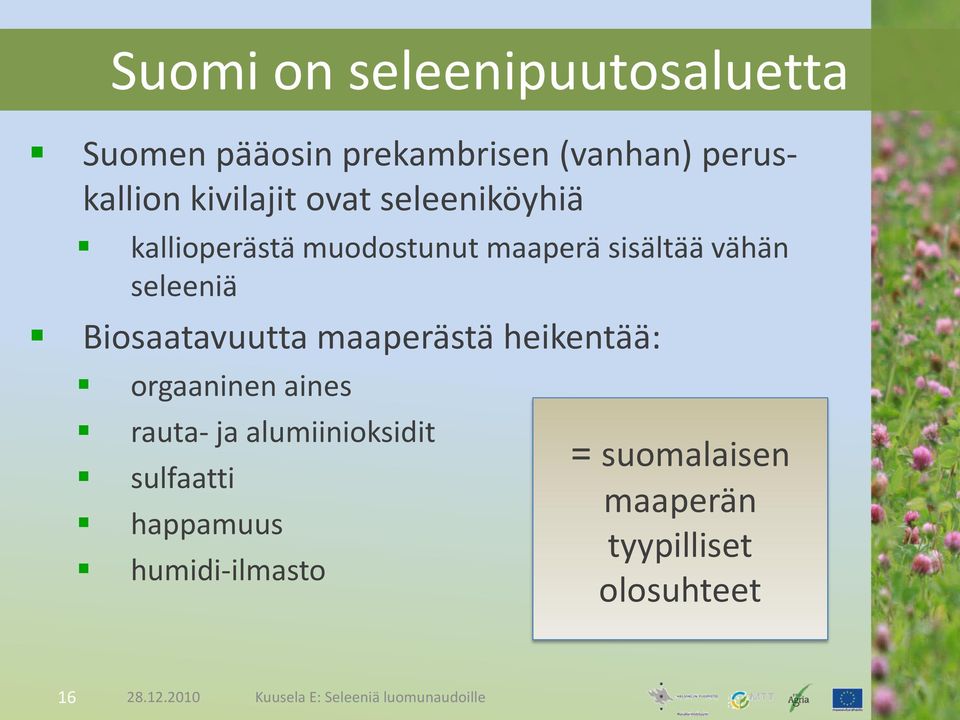 maaperästä heikentää: orgaaninen aines rauta- ja alumiinioksidit sulfaatti happamuus